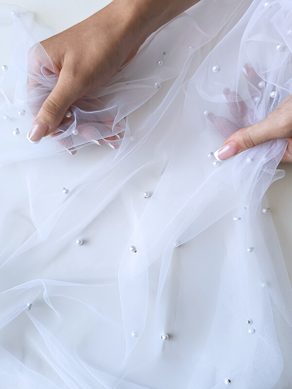 Фатин с бусинами "Белый"