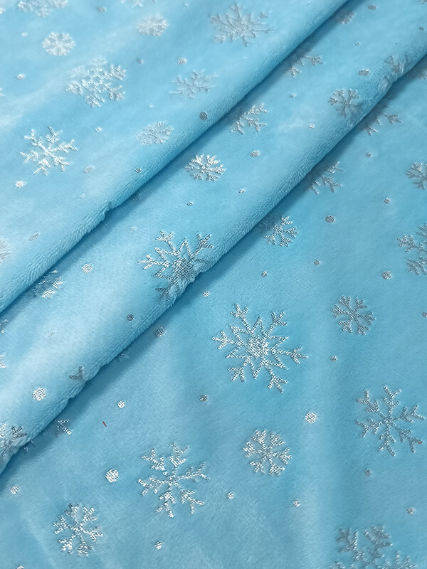 Мех Вельбоа "Снежинки" голубой