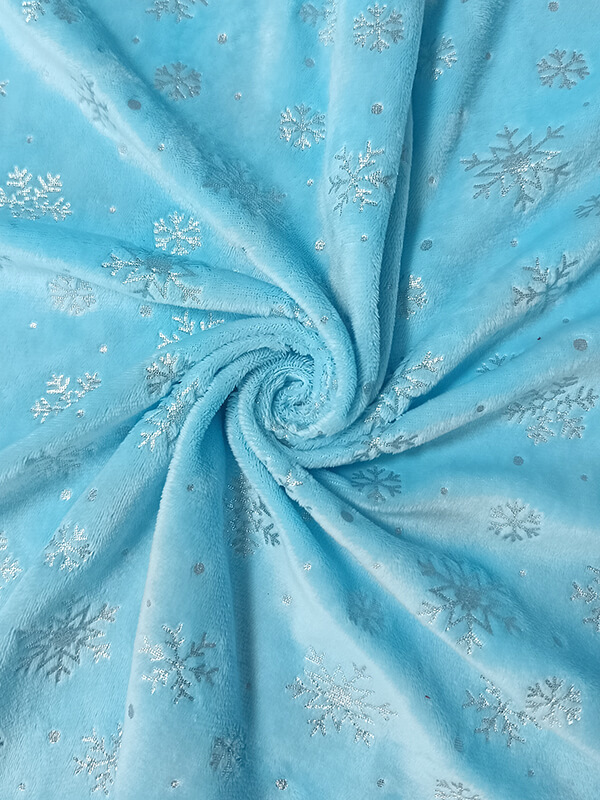 Мех Вельбоа "Снежинки" голубой