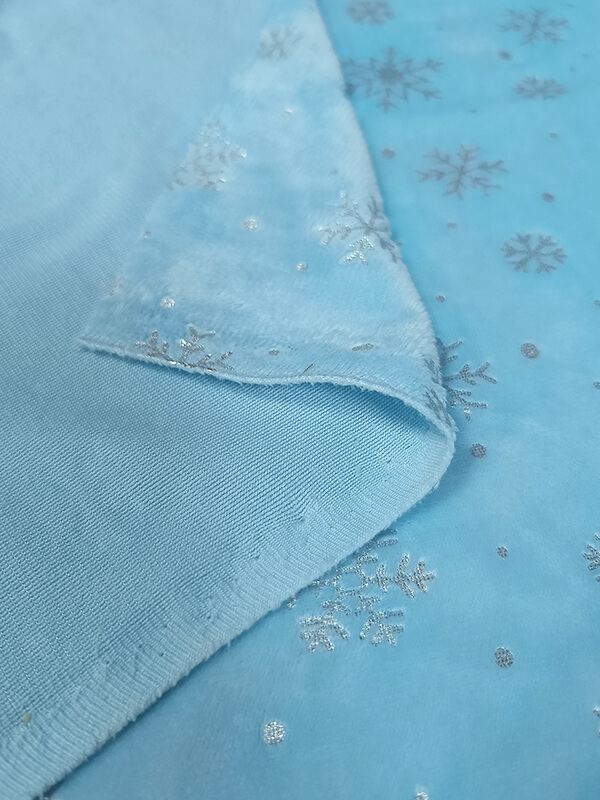 Мех Вельбоа "Снежинки" голубой