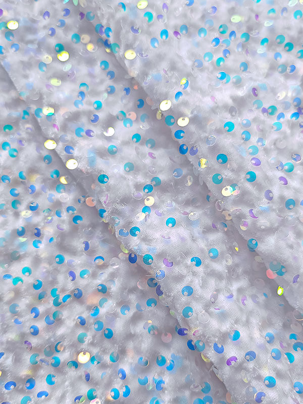 Бархат гладкий "Белый" с перламутровыми пайетками