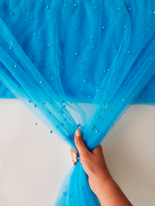 Фатин с бусинами "Голубой"