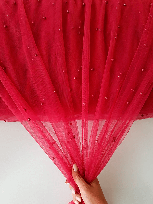 Фатин с бусинами "Бордо"