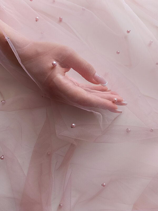 Фатин с бусинами "Пудра"