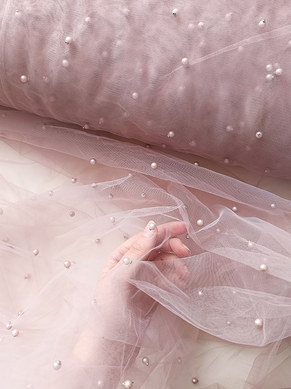 Фатин с бусинами "Пудра"