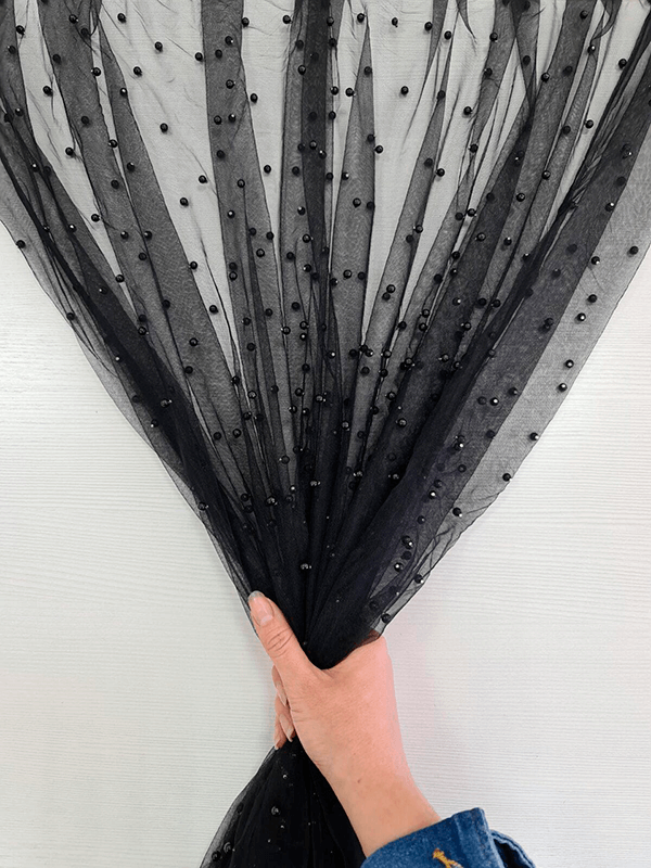 Фатин с бусинами "Черный" премиум