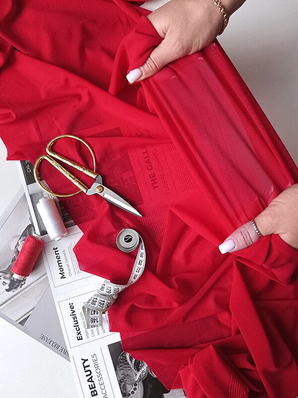 Стрейч- сетка ПЛОТНАЯ "Красный"