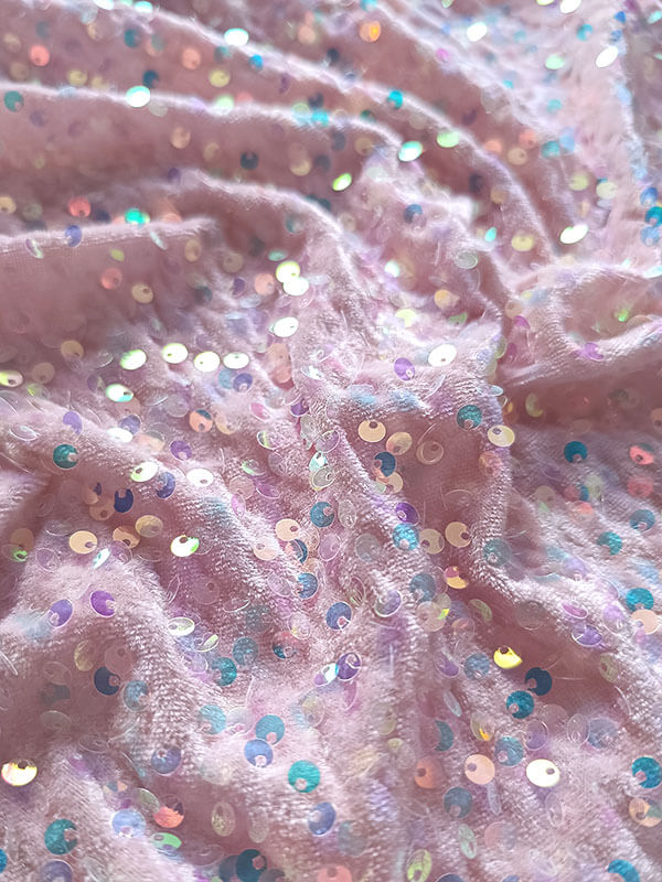 Бархат гладкий "Пудра" с перламутровыми пайетками