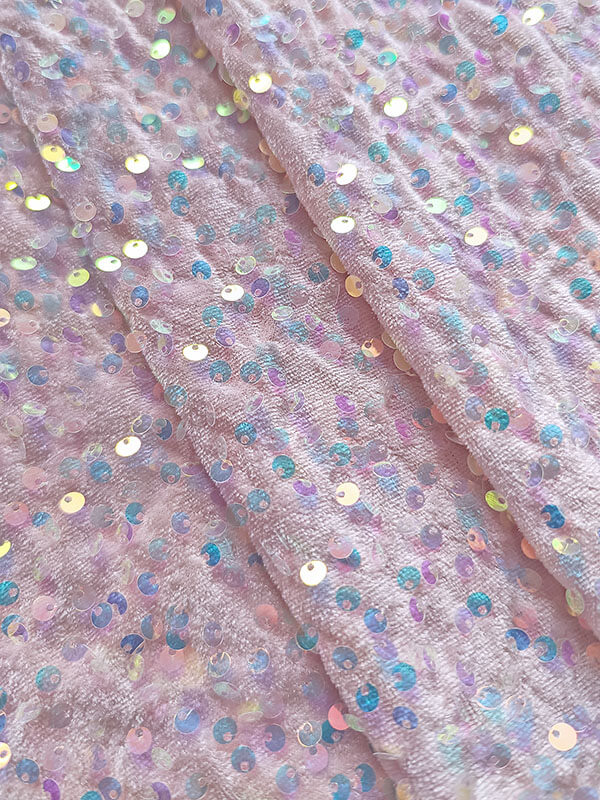 Бархат гладкий "Пудра" с перламутровыми пайетками
