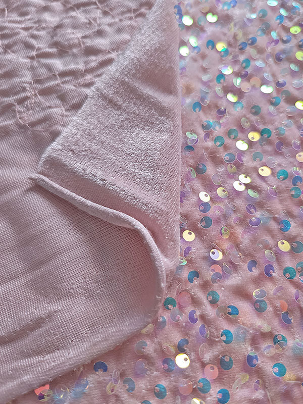 Бархат гладкий "Пудра" с перламутровыми пайетками
