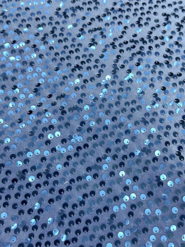 Бархат гладкий "Синий иней" с пайетками