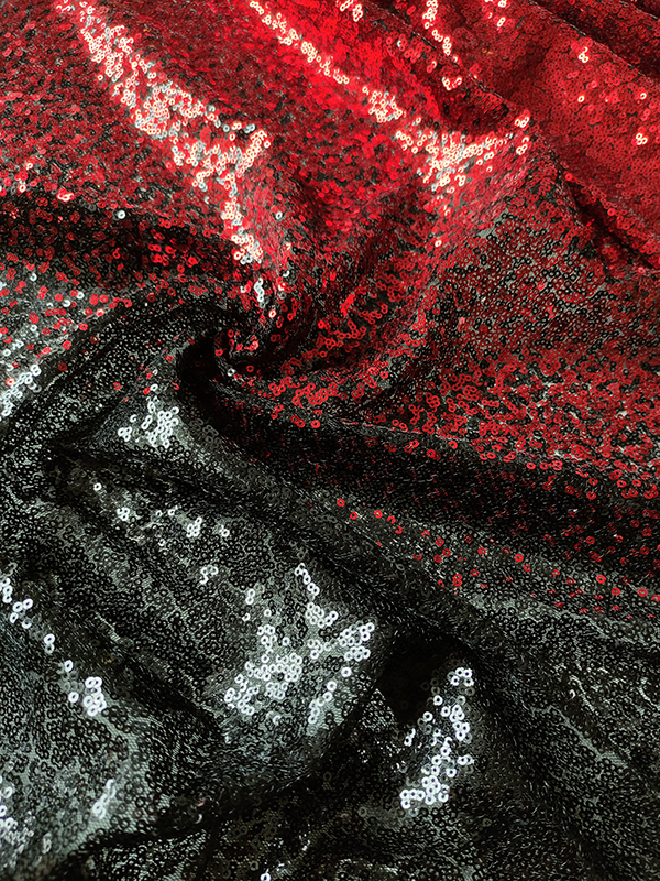 Пайетки Омбре Черные с Красным