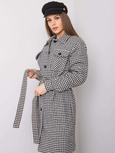 Удлиненное серое клетчатое пальто с поясом Factory Price