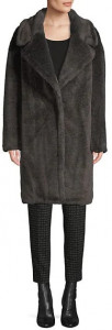 Удлиненное коричневое плюшевое пальто DKNY