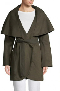 Женское пальто T Tahari Marla Wool Blend Oversized Collar Wrap Coat