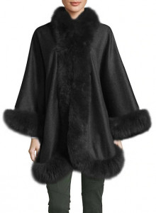 Женское пальто WOLFIE FURS Dyed Fox Fur Cashmere Cape