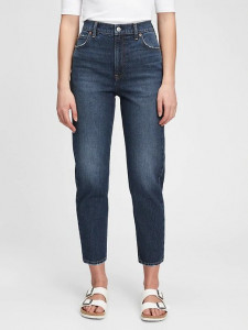 Женские джинсы  Mom-fit с высокой посадкой укороченные синие GAP