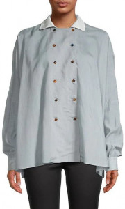 Женская голубая блузка Giorgio Armani Striped Cape-Back Blouse