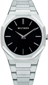 Мужские наручные часы с серебряным браслетом Millner Оксфорд Серебро Черный 40 мм
