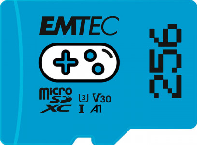 Флешка USB Синяя EMTEC International Emtec ECMSDM256GXCU3G, 256 GB, MicroSDXC, UHS-I, 100 MB/s, Class 3 (U3), V30