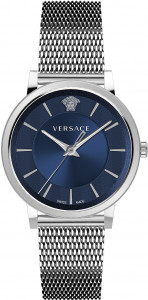 Мужские наручные часы с серебряным браслетом Versace VE5A00520 V-Circle mens 42mm 5ATM