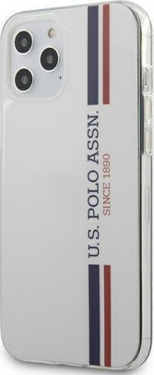 Чехол силиконовый iPhone 12 Pro Max белый с логотипом U.S. Polo Assn.