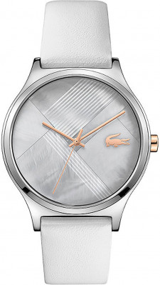 Женские наручные кварцевые часы Lacoste ремешок из телячьей кожи. Водонепроницаемость-3 АТМ. Защищенное от царапин минеральное стекло.
