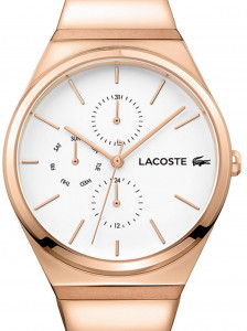 Женские наручные кварцевые часы  Lacoste хронограф,  ремешок из нержавеющей стали. Водонепроницаемость-3 АТМ. Защита от царапин.