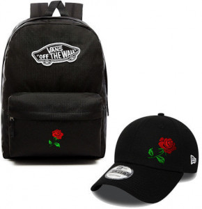 Рюкзак Zestaw Plecak VANS Realm + Базовая шапка Czapka New Era 9 FORTY - Изготовленная на заказ Красная Роза