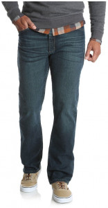 Мужские синие джинсы прямые Wrangler Mens Regular Fit 5-Pocket Jeans