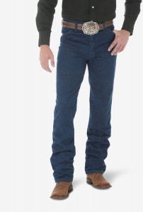 Мужские синие джинсы зауженные Wrangler Mens Cowboy Cut Slim Fit Straight Leg Jeans