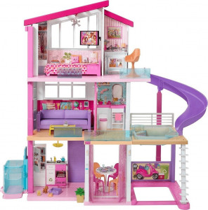 Кукольный дом Barbie Дом Мечты, трехэтажный, с лифтом, бассейном, горкой и мебелью