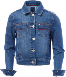 Детская демисезонная куртка или пуховик для девочек Tommy Hilfiger Big Girls Embroidered Denim Jacket
