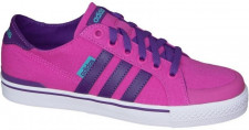 Кроссовки для девочки adidas розовый цвет, зеленая подошва, фиолетовые элементы, на шнуровке