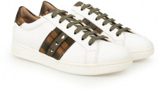 Женские повседневные белые кроссовки с коричневой вставкой Geox Sneakersy 