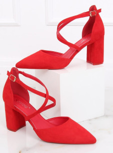 Туфли с пряжкой на среднем каблуке LE069P RED