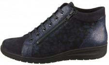 Женские ботинки на шнуровке кожаные темно-синие SOLIDUS