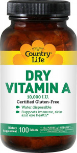 Country Life Dry Vitamin A Витамин А 3000 МЕ 100 таблеток