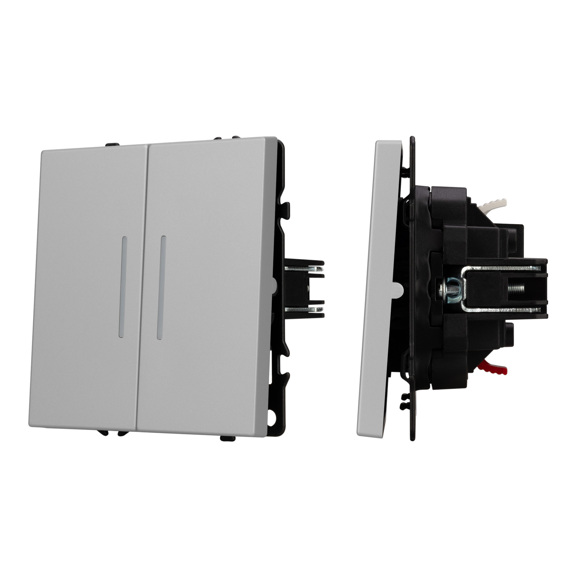 ARL NOBE Выключатель 2 кл подсветка софт-тач никель SWT-MK02-SFPL-L-IS (250V, 10A) (Arlight, -)