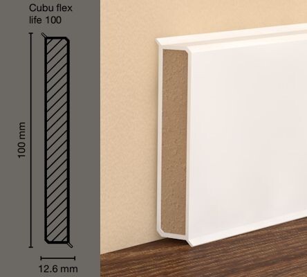 Плинтус на деревянной основе Dollken (Долкен) Cubu Flex Life 100 Темно-Серый 2500x100x12.6
