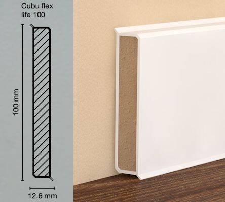 Плинтус на деревянной основе Dollken (Долкен) Cubu Flex Life 60 Серый 1202/1012 2500x60x12.6