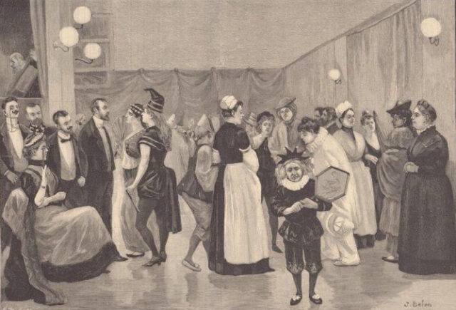Хосе Белон, «Бал сумасшедших», 1880-е годы. Гравюра