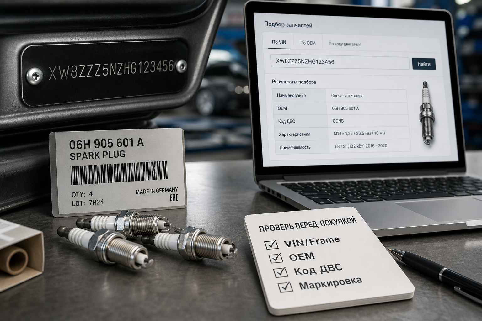 Как подобрать свечи зажигания по VIN, OEM и коду двигателя