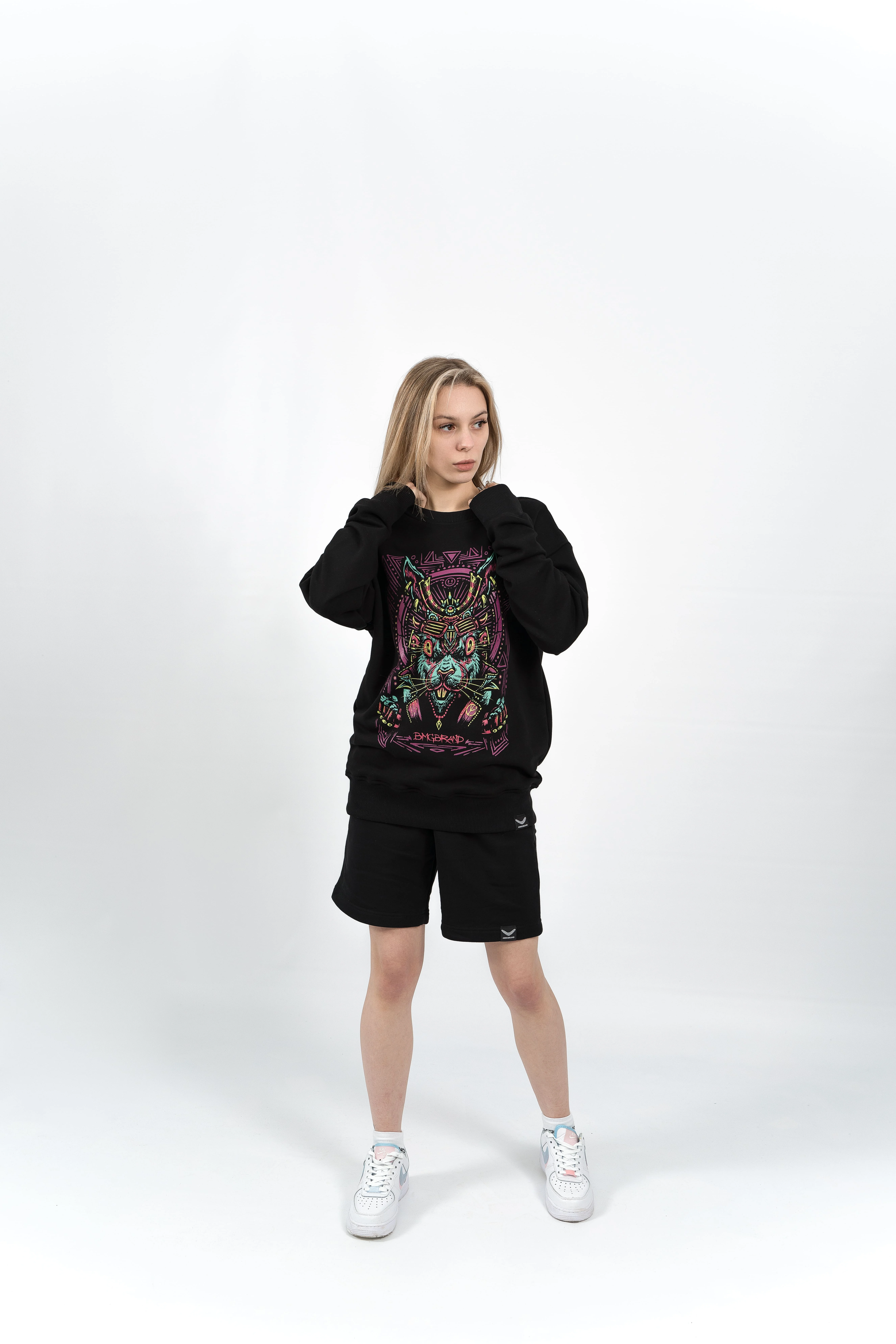Свитшот BMGBRAND (TS23)  "Cyber Hare" Черный 3-х нитка Б/Н — фото 6