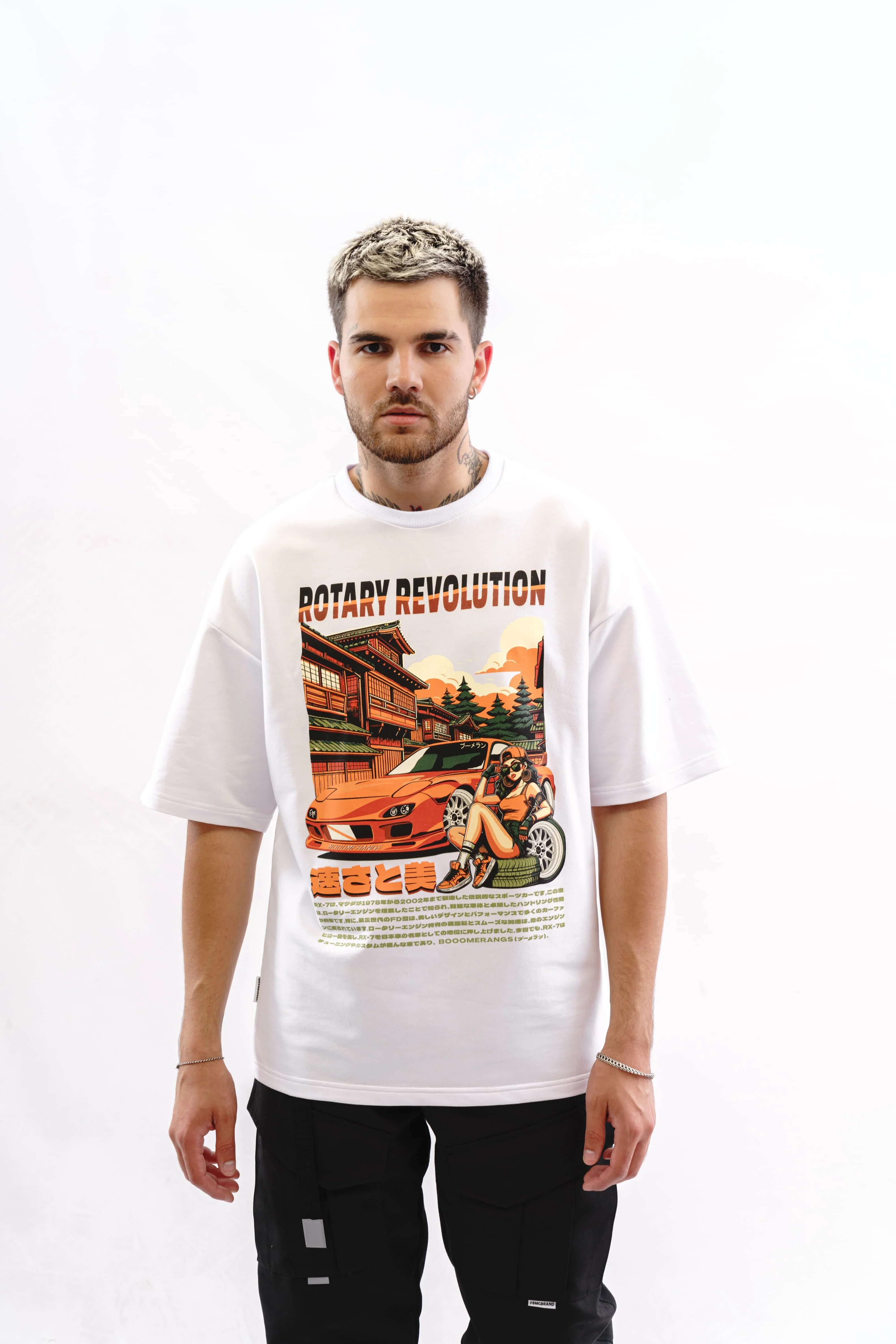 Футболка BMGBRAND (JDM (Mazda RX-7)) Oversize 2-х нитка Белый — фото 4