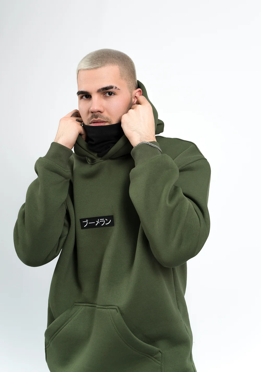 Худи BMGBRAND "LOGO" ХАКИ 3-х Нитка Без начёса — фото