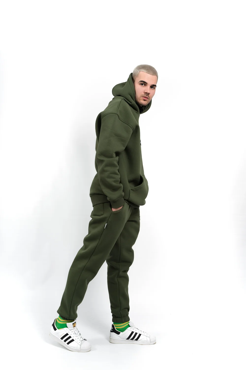 Худи BMGBRAND "LOGO" 02 Хаки 3-х Нитка Начес — фото 4
