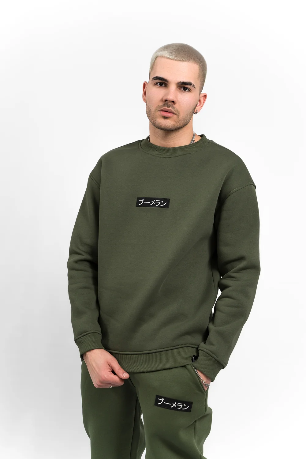 Свитшот BMGBRAND (LOGO) 3-х Нитка Без начёса (Хаки) — фото 2