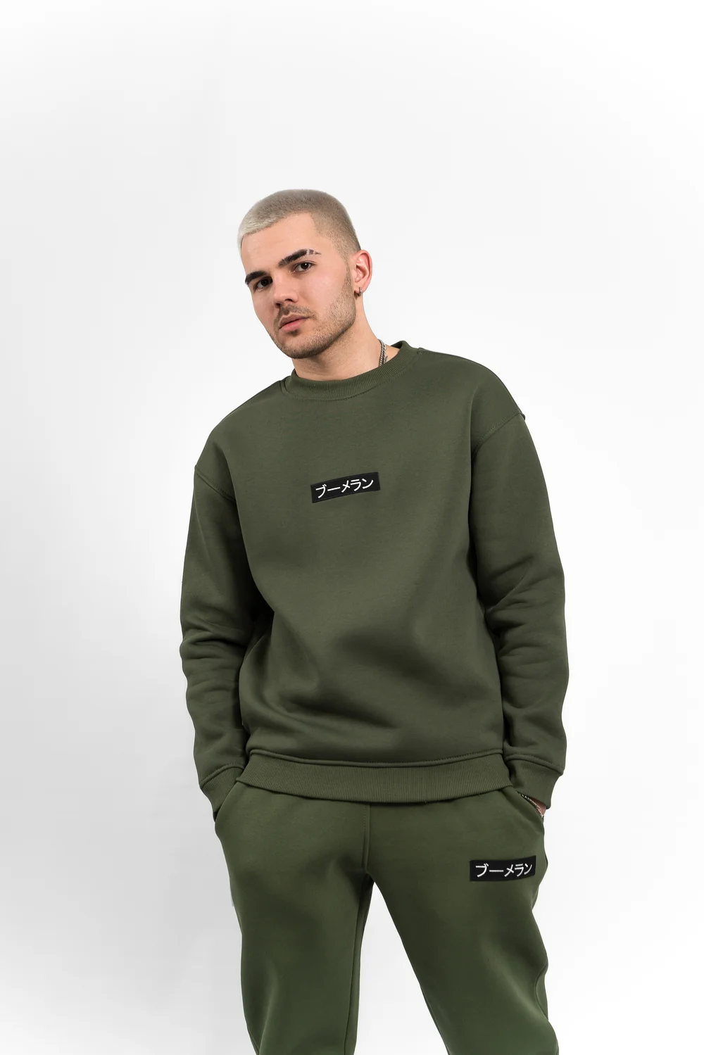Свитшот BMGBRAND (LOGO) 3-х Нитка Без начёса (Хаки) — фото 3