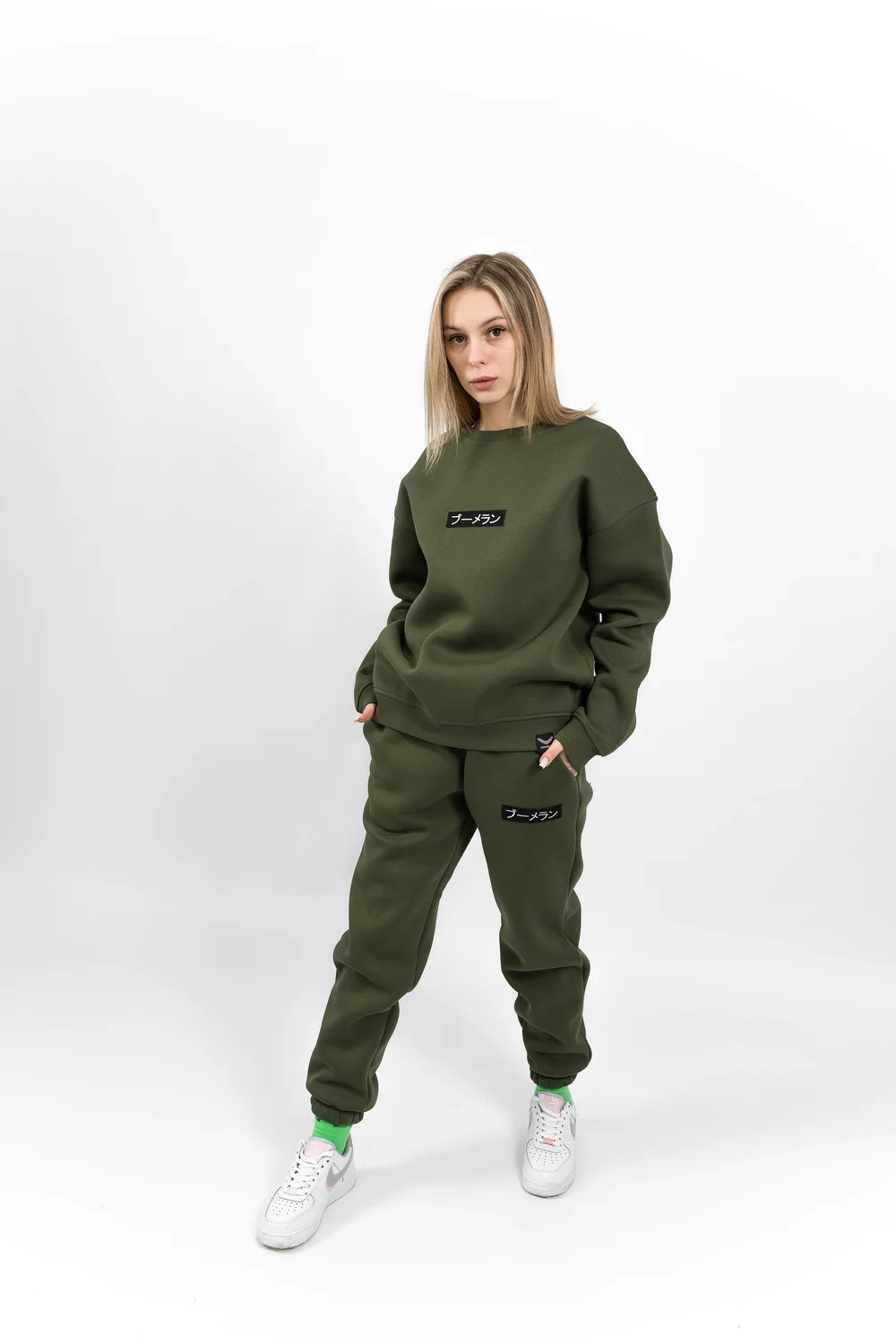 Свитшот BMGBRAND (LOGO) 3-х Нитка Без начёса (Хаки) — фото 4